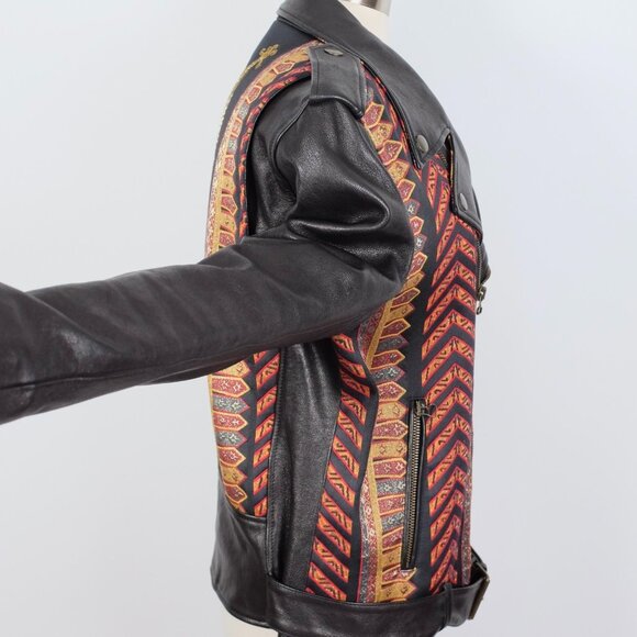 ETRO leather jacket 48 US 12 dragon embroidered black brocade - Picture 12 of 16